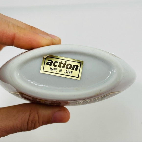 Vintage Action Hummingbird Bird Flat Vase Japan Iris Flower Spring Round Short - Picture 7 of 12